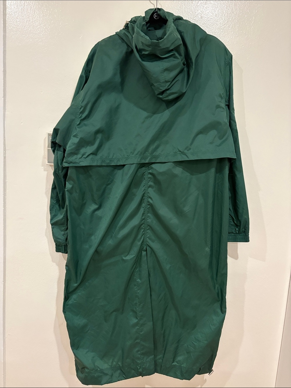 Adidas | Park Ivy Green Hooded Long Track Coat with Neon Yellow Stripes - Picture 3 of 5